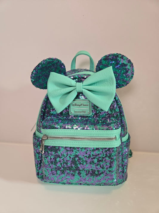 Disney Parks Sulley Purple and Green Sequin Mini Backpack