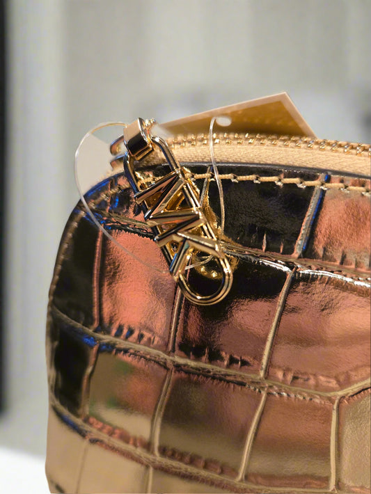 Michael Kors Pale Gold Embossed Leather Small Travel Bag