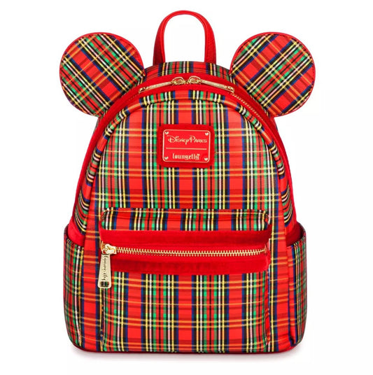 Disney Parks 2023 Classic Christmas Holiday Red Plaid Mini Backpack
