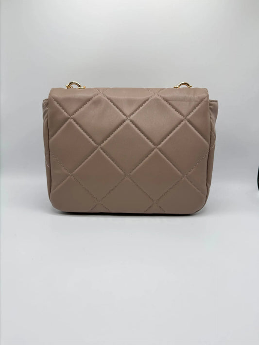 Badgely Mishcka Diamond Quilted Crossbody Luxury Handbag - Taupe