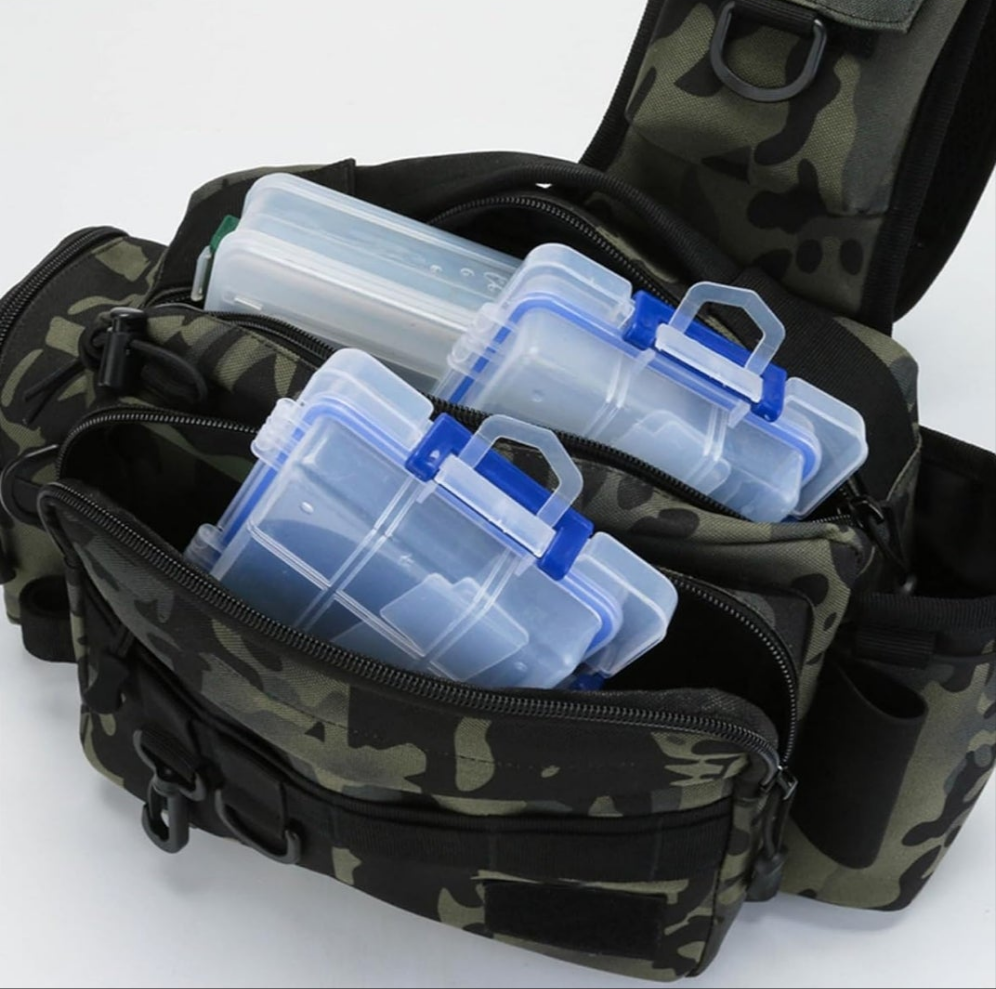 Fly Fishing Waist Tackle Bag, Fishing Tackle Fanny Pack for Men, Satchel Bag with Rod Holder