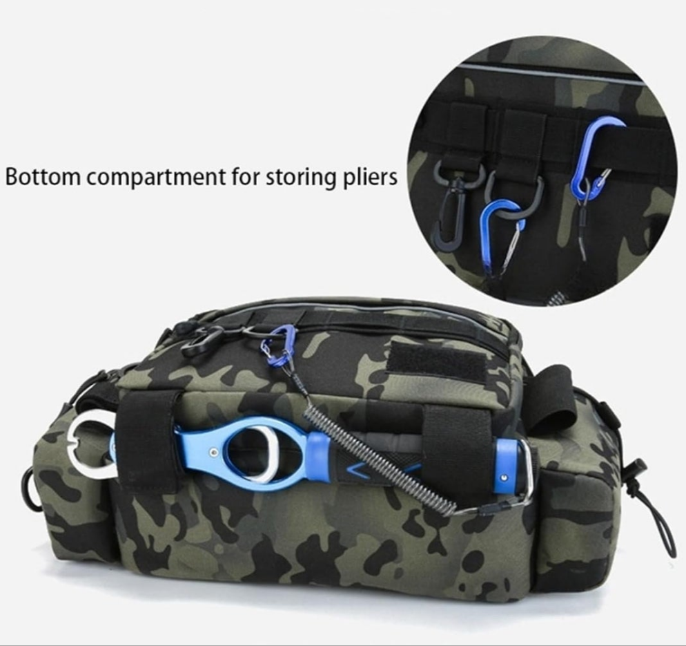 Fly Fishing Waist Tackle Bag, Fishing Tackle Fanny Pack for Men, Satchel Bag with Rod Holder