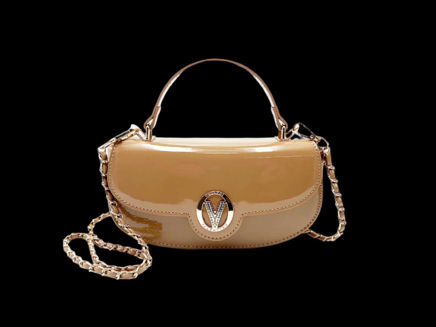 Valentino Orlandi Taupe Patent Leather Crossbody