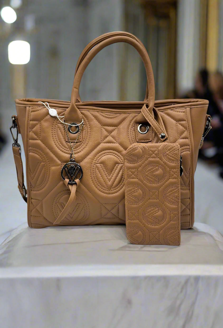 Valentino Orlandi Quilted Tote Bag with Computer Pocket Inside 