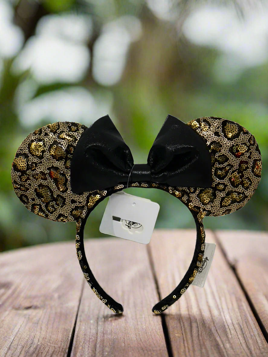 Disney Parks Animal Kingdom Minnie Cheetah Print Sequins Ears