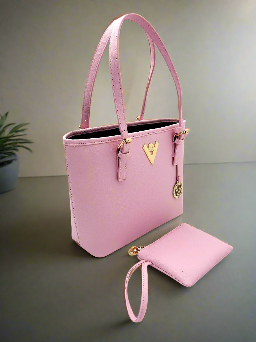 Valentino Orlandi Pink Tote with Wallet Attached