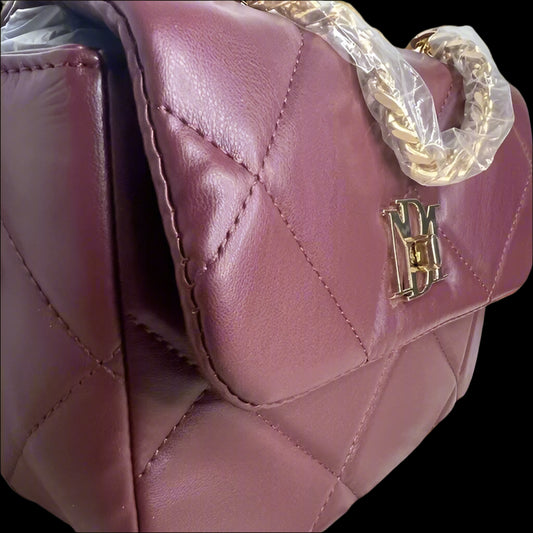 Badgely Mishcka Diamond Quilted Crossbody Luxury Handbag - Plum