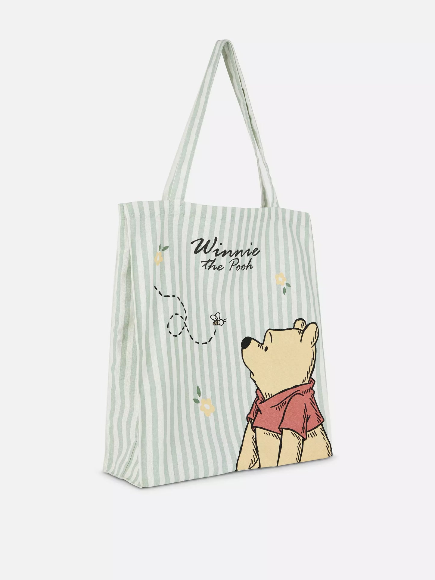 Disney Winnie the Pooh Green Striped Canvas Tote