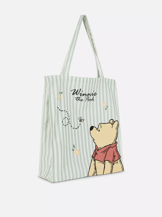 Disney Winnie the Pooh Green Striped Canvas Tote