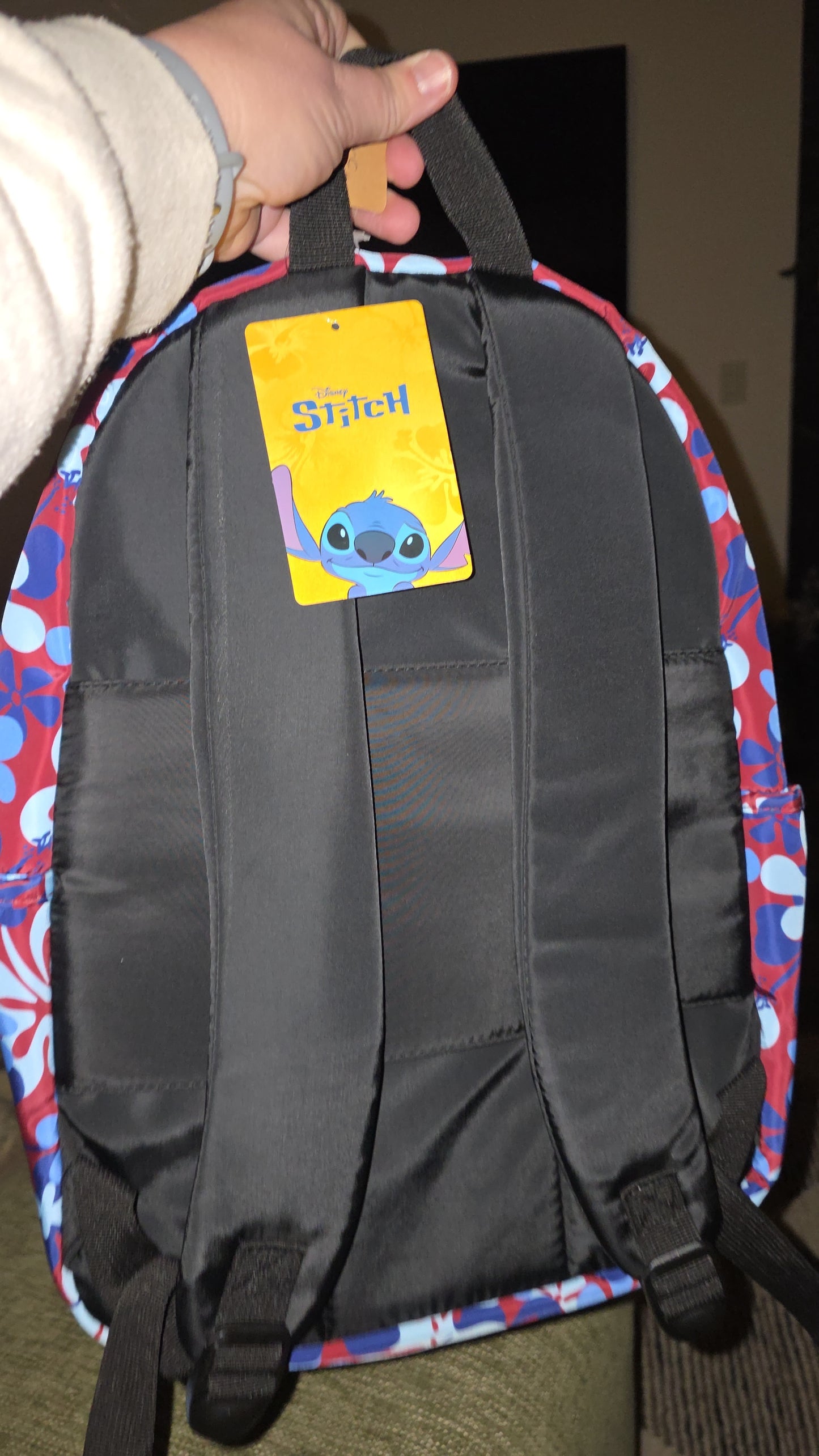 Disney Stitch Nylon Burgundy and Navy School Backpack