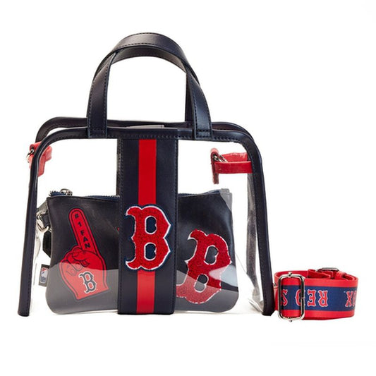MLB Boston Red Sox Clear Tote Crossbody Stadium Bag with Pouch
