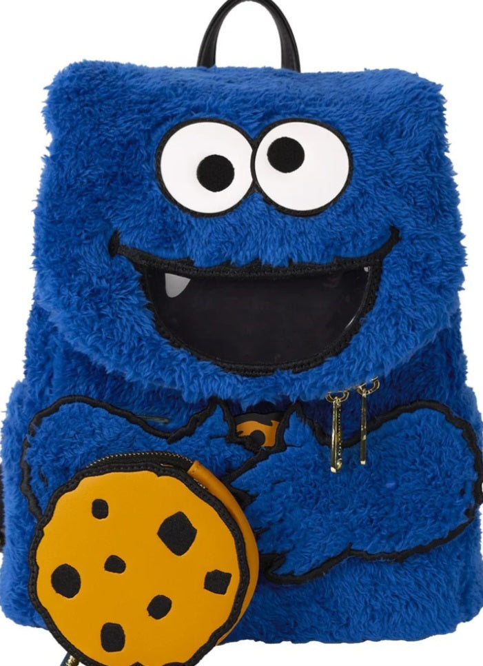 Sesame Street Cookie Monster Plush Cosplay Mini Backpack with Coin Bag