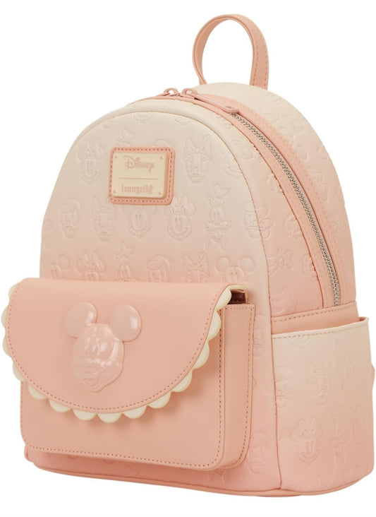 Disney Mickey Mouse and Friends Debossed Pink and Peach Ombre Mini Backpack