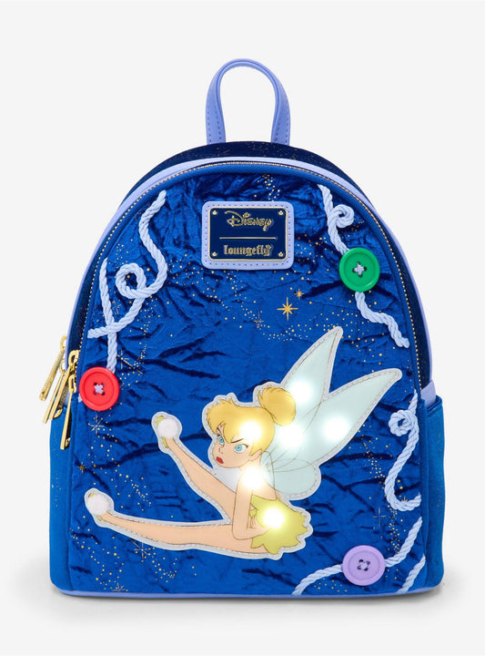 Disney Peter Pan Tinkerbell Light Up Sassy Button Velvet Mini Backpack