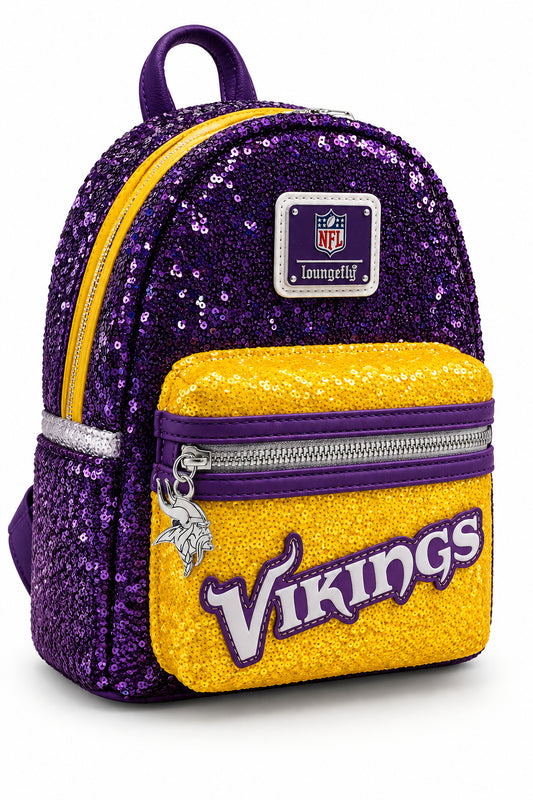 BP: Loungefly NFL Minnesota Vikings Football Sequin Mini Backpack