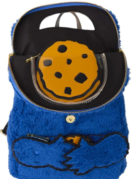 Sesame Street Cookie Monster Plush Cosplay Mini Backpack with Coin Bag