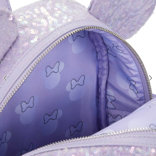 Disney Parks Minnie Mouse Opalescent Lavender Sequin Mini Backpack