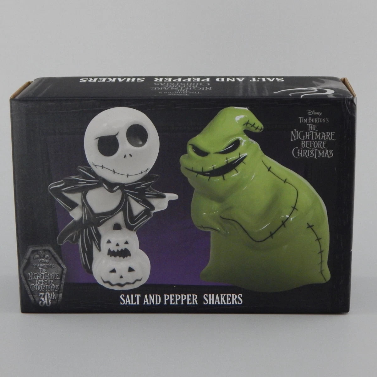 KITCHEN: Disney NBC The Nightmare Before Christmas Jack Skellington and Oogie Boogie Salt and Pepper Shakers Handpainted