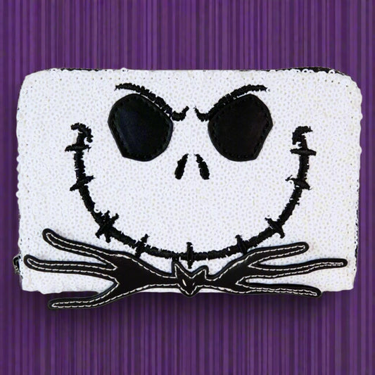 Disney The Nightmare Before Chrismtas Jack Skellington Sequin Zip Around Wallet