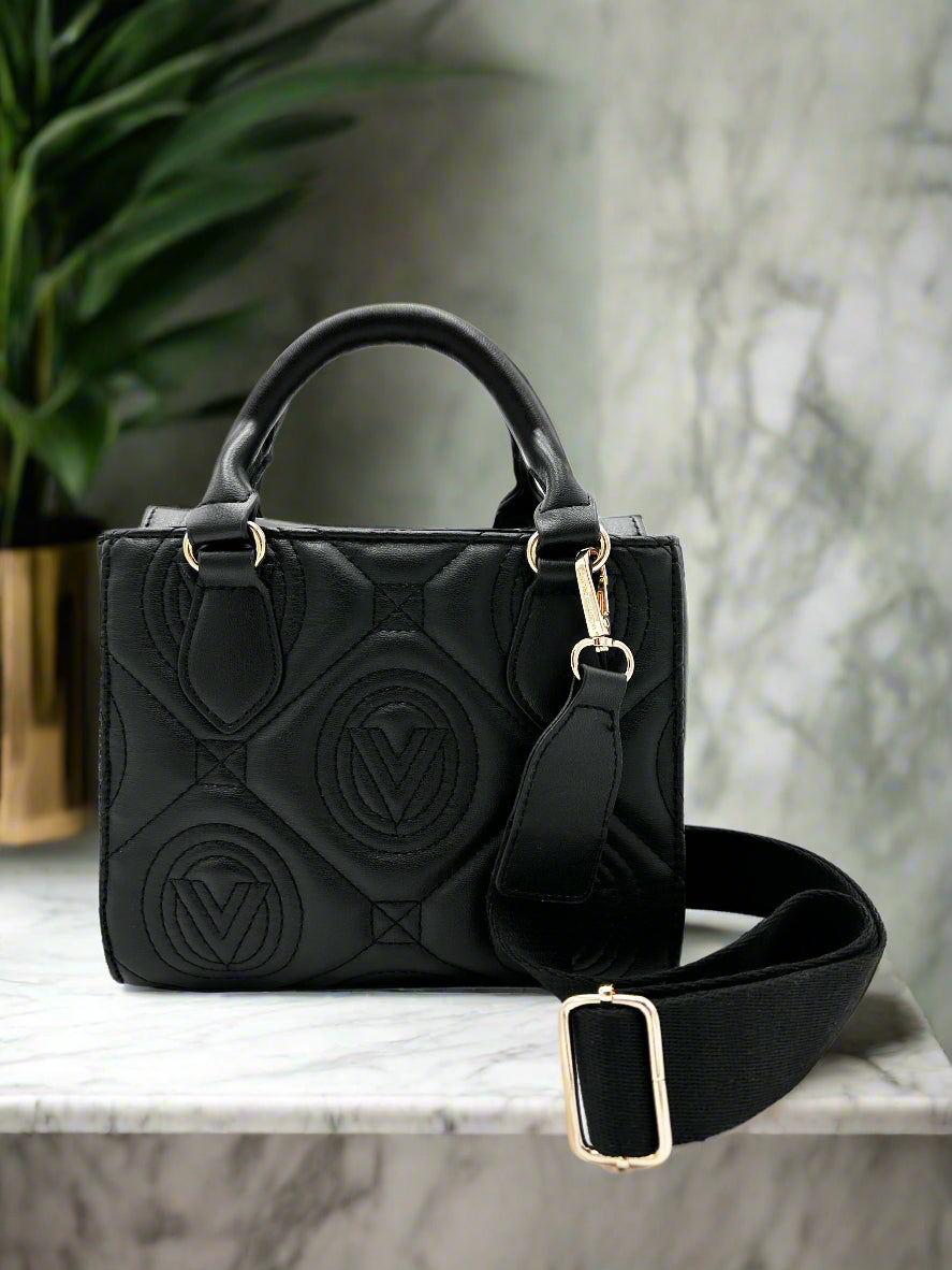 Valentino Orlandi Black Tote with Big Logo Eyelet