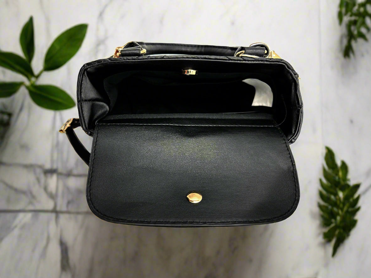 Valentino Orlandi Black Tote with Big Logo Eyelet
