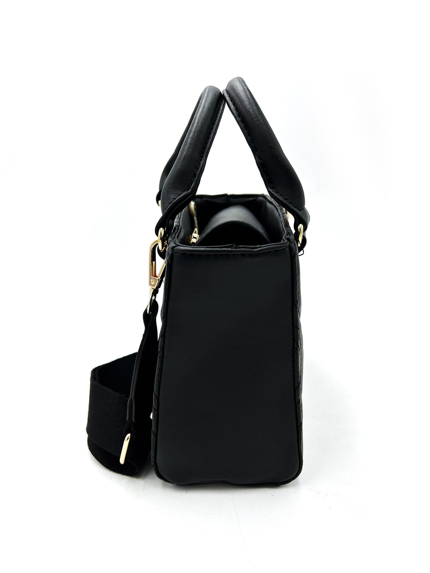 Valentino Orlandi Black Tote with Big Logo Eyelet