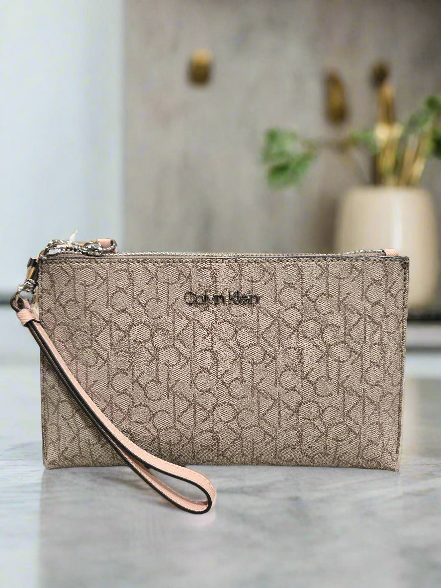 Calvin Klein Almost Taupe Blossom Wristlet Wallet