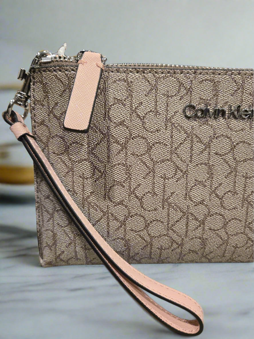 Calvin Klein Almost Taupe Blossom Wristlet Wallet