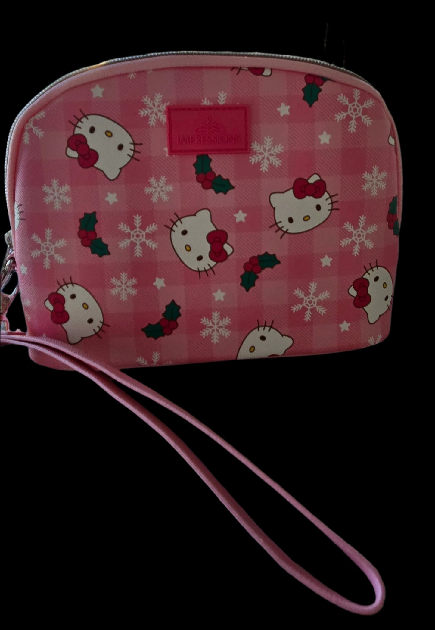 Sanrio Hello Kitty Gingham Arch Snowflake Makeup Bag
