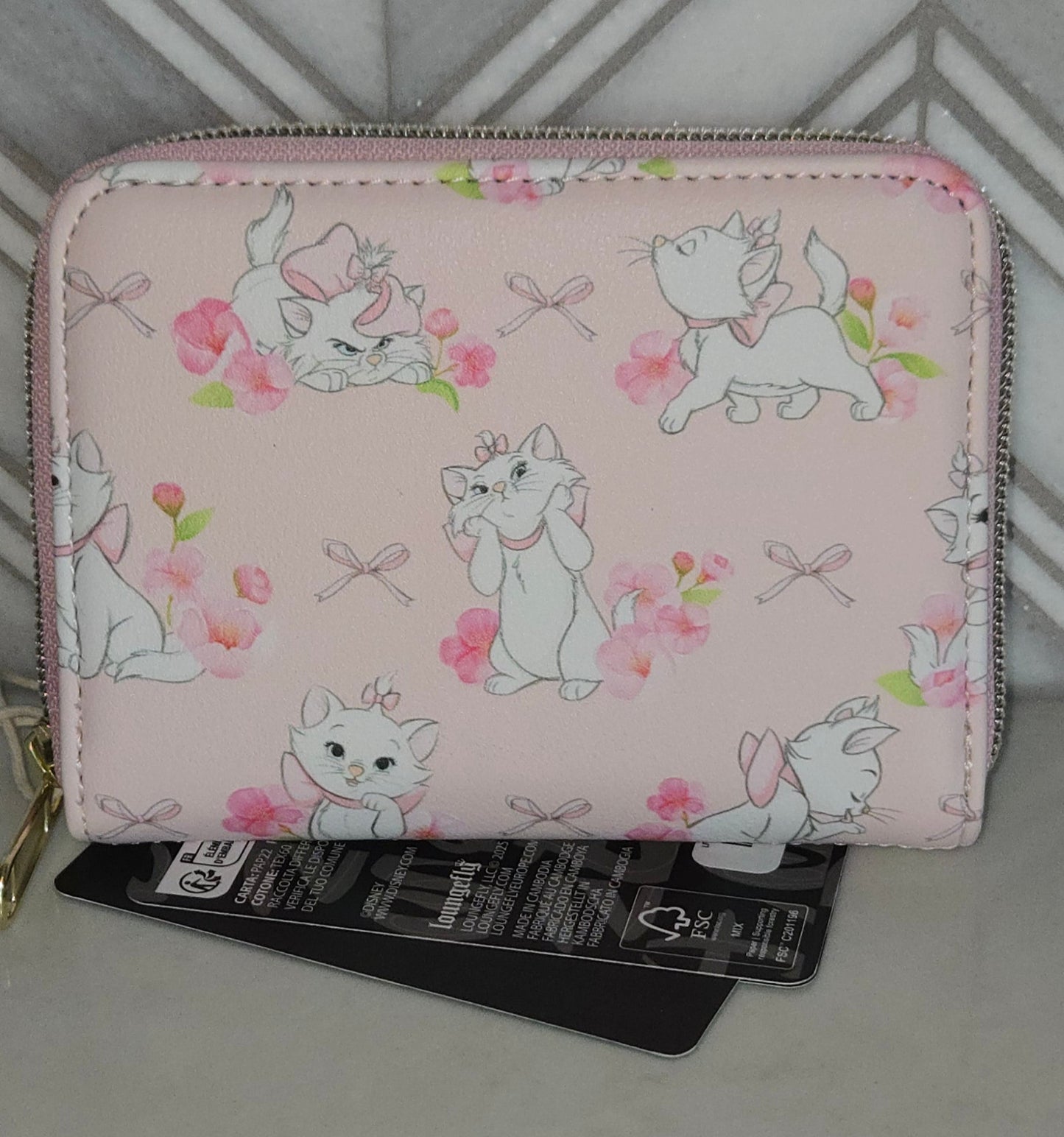 Disney Aristocats Marie Roses AOP Zip Around Wallet
