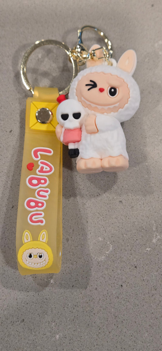 White Labubu Keychain