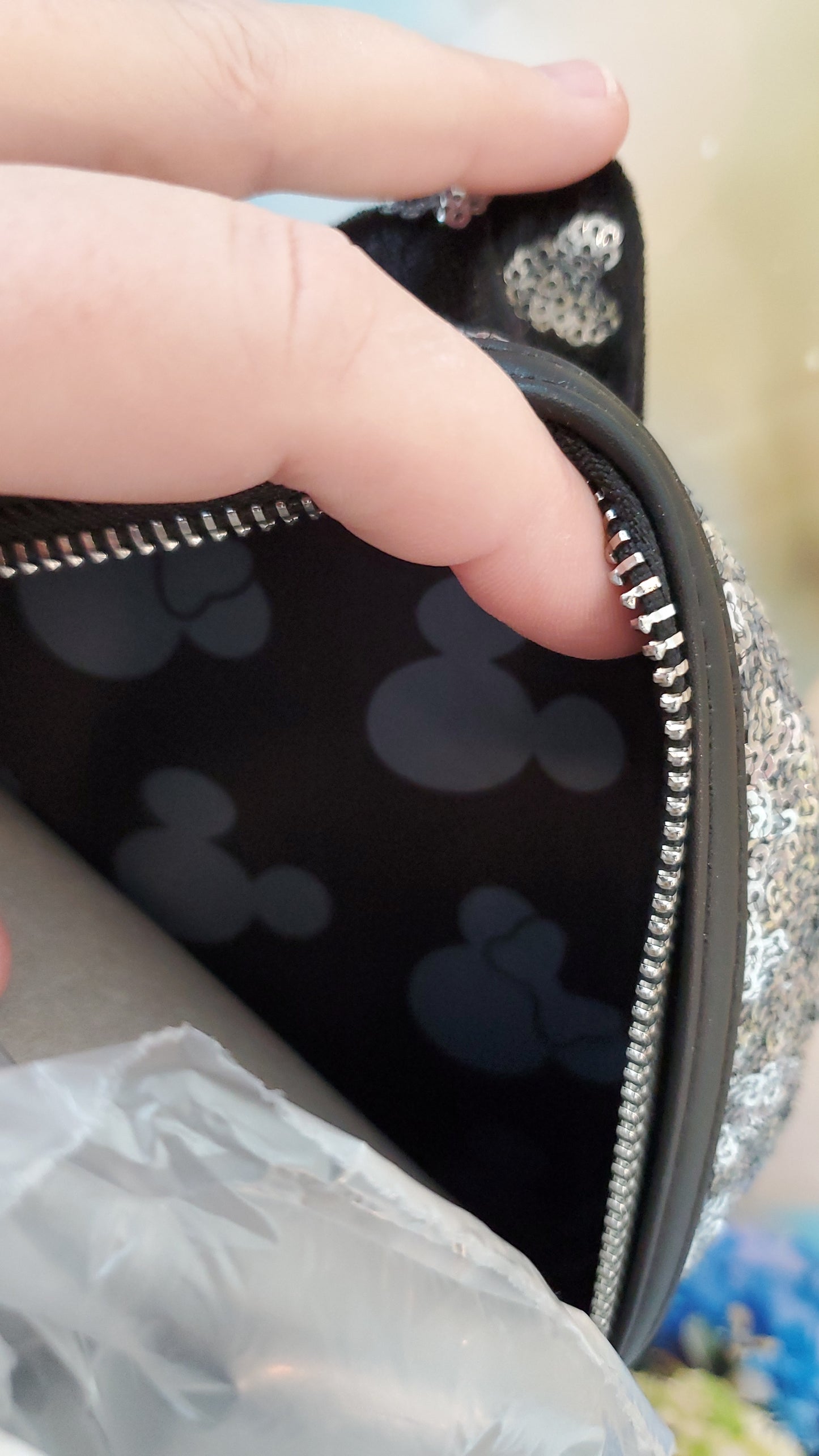 Disney Parks 2026 New Year's Black and Silver Ombre Sequin Mini Backpack