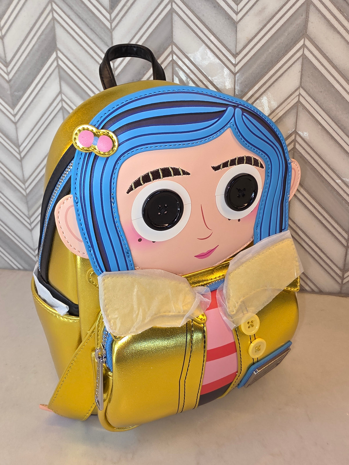 BP: Loungefly Laike Coraline Yellow Jacket Doll Mini Backpack