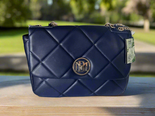 Badgely Mishcka Diamond Quilted Crossbody Luxury Handbag - Navy