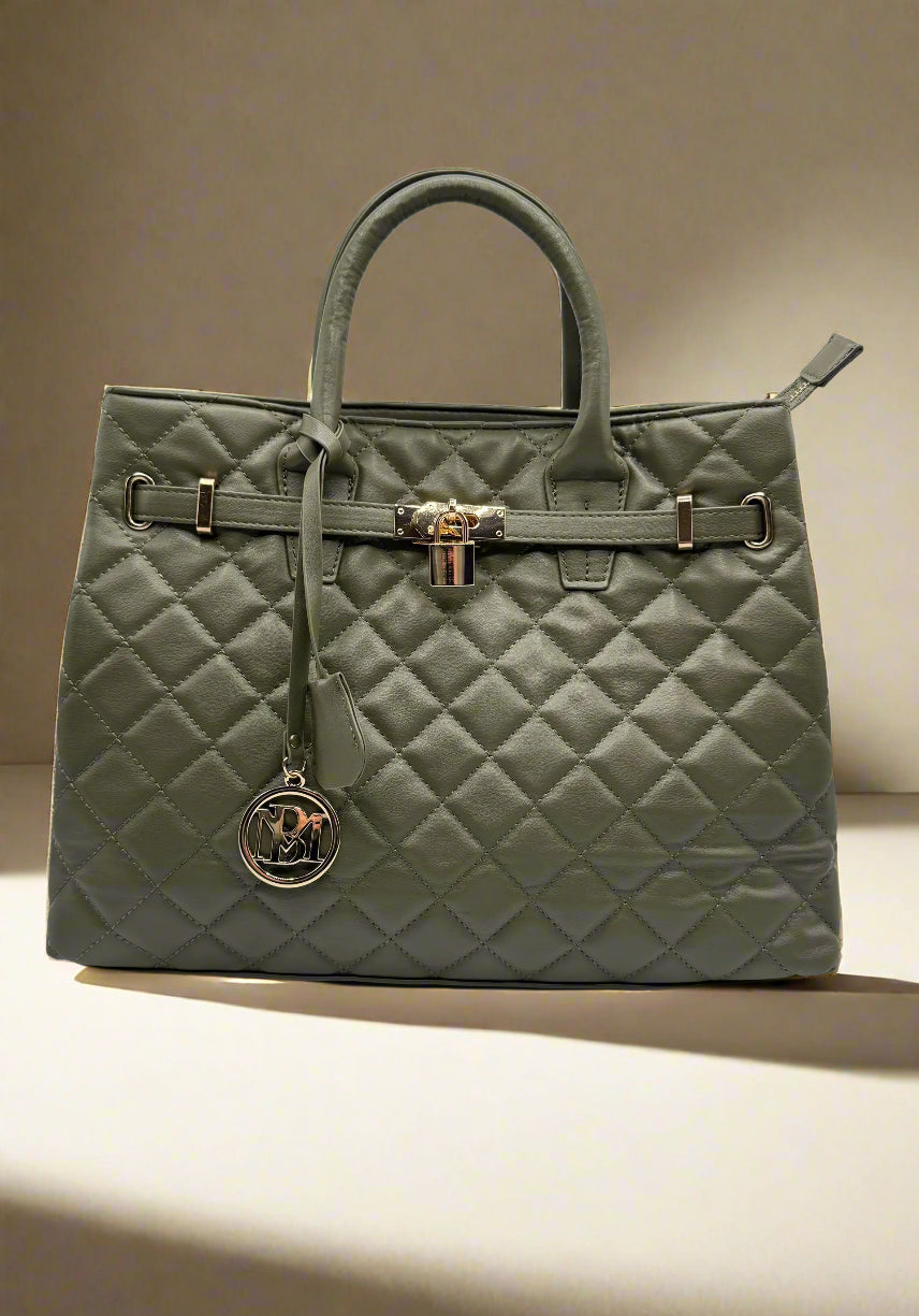Badgley Mischka Big Diamond Quilted Tote with Front Lock