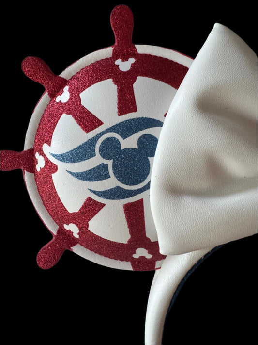 Disney Cruise Line DCL Ship Wheel Minnie Ears Headband - Red White and Blue