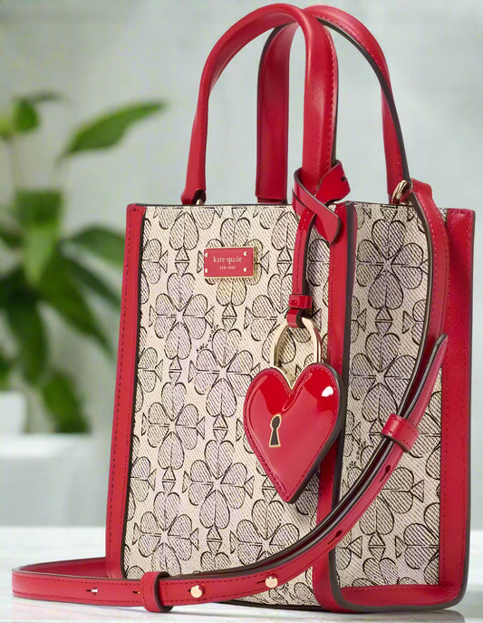 Kate Spade Key to My Heart Spade Flower Manhattan Mini Tote