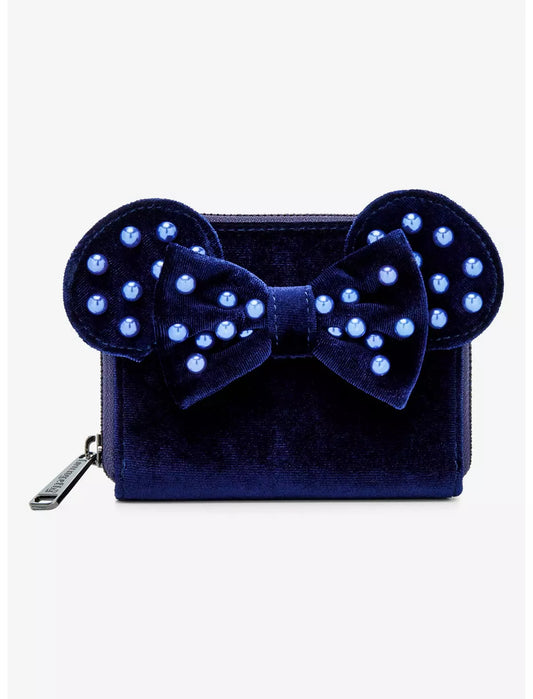 Disney Exclusive Minnie Mouse Cosplay Velvet Pearl Navy Wallet