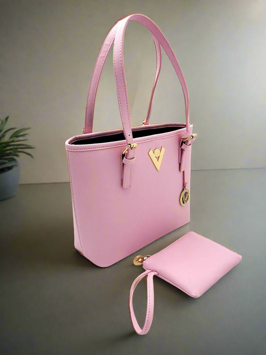 Valentino Orlandi Pink Tote with Wallet Attached