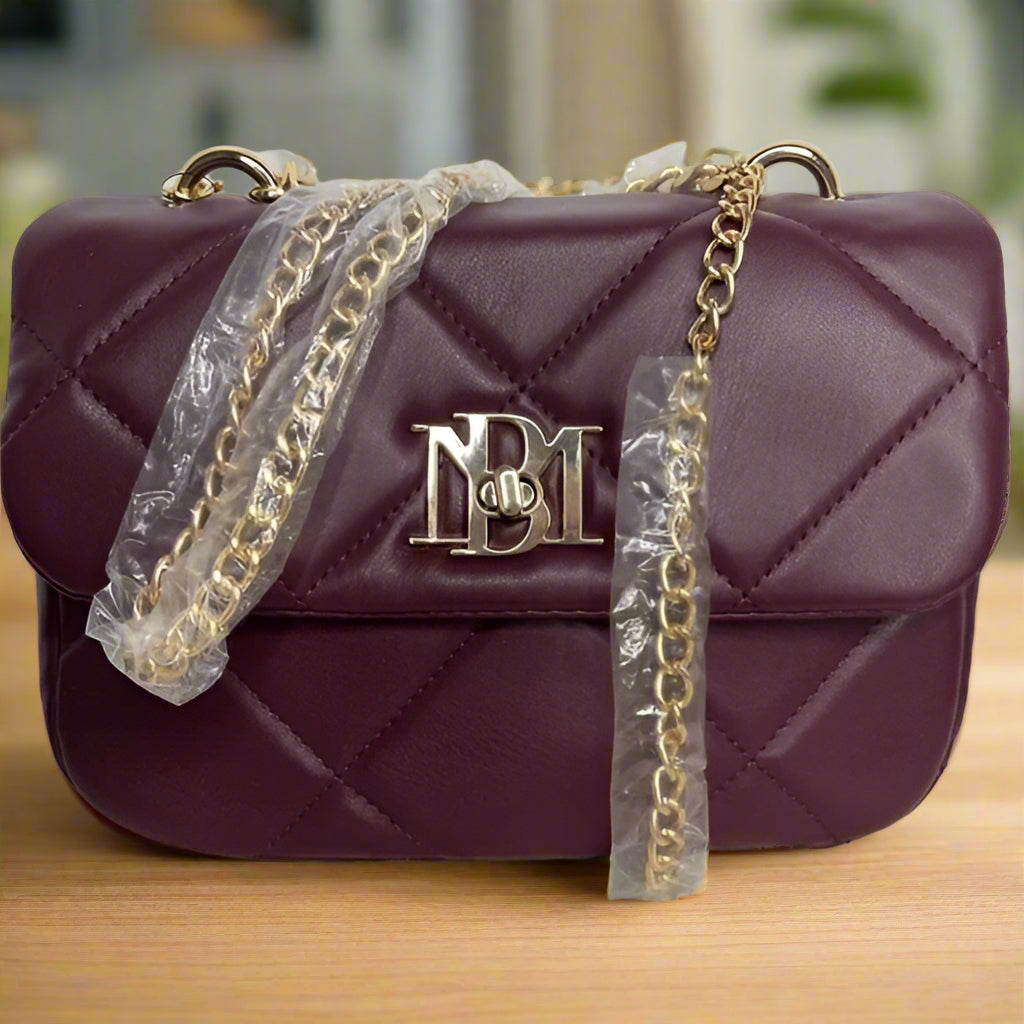 Badgely Mishcka Diamond Quilted Crossbody Luxury Handbag - Plum