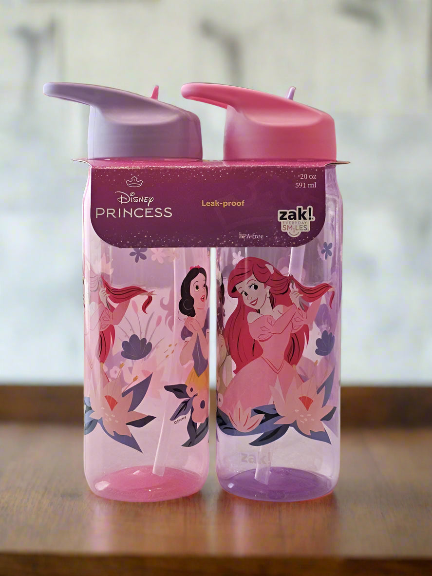 Disney Princess Leak-Proof Plastic Water Bottle Bundle - 2 Pack