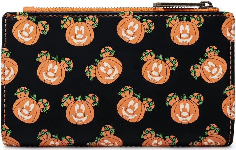 Disney Mick-O-Lantern GITD Glow in the Dark Pumpkin Flap Wallet