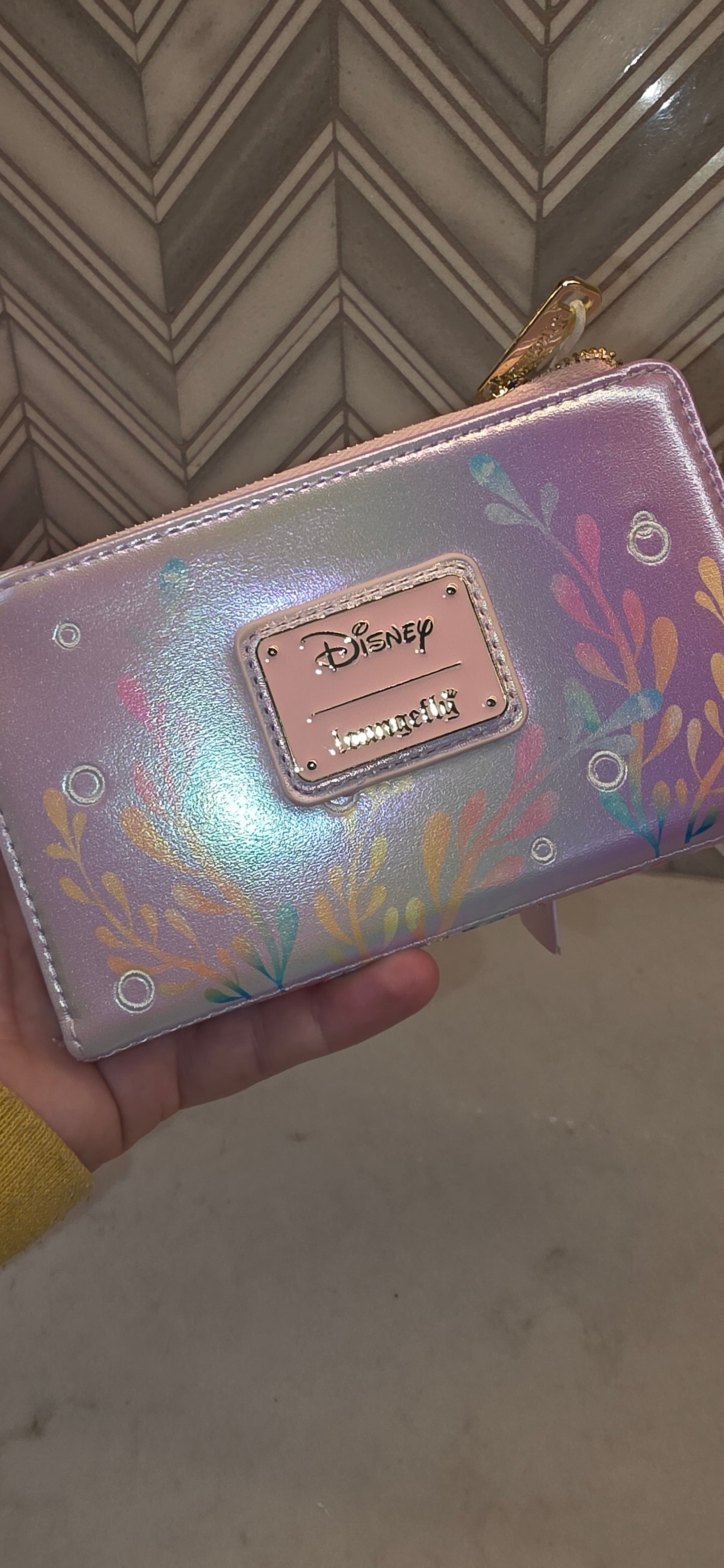 BUNDLE: Loungefly Disney The Little Mermaid Ariel Soft Floral Iridescent Mini Backpack and Matching Wallet