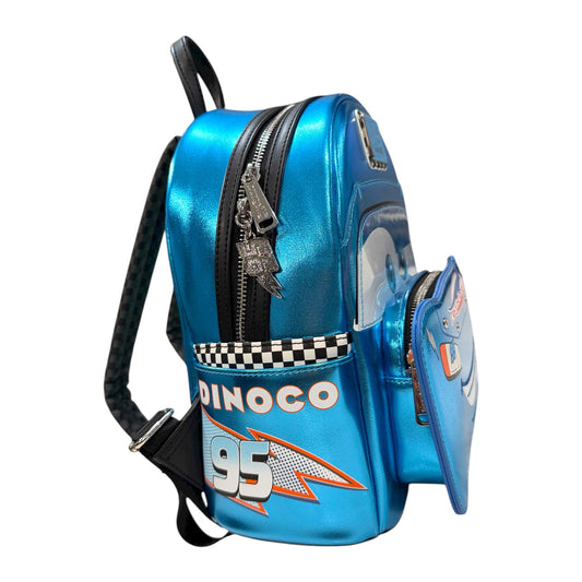Disney Pixar Cars Dinoco Lightening McQueen Blue Metallic Mini Backpack