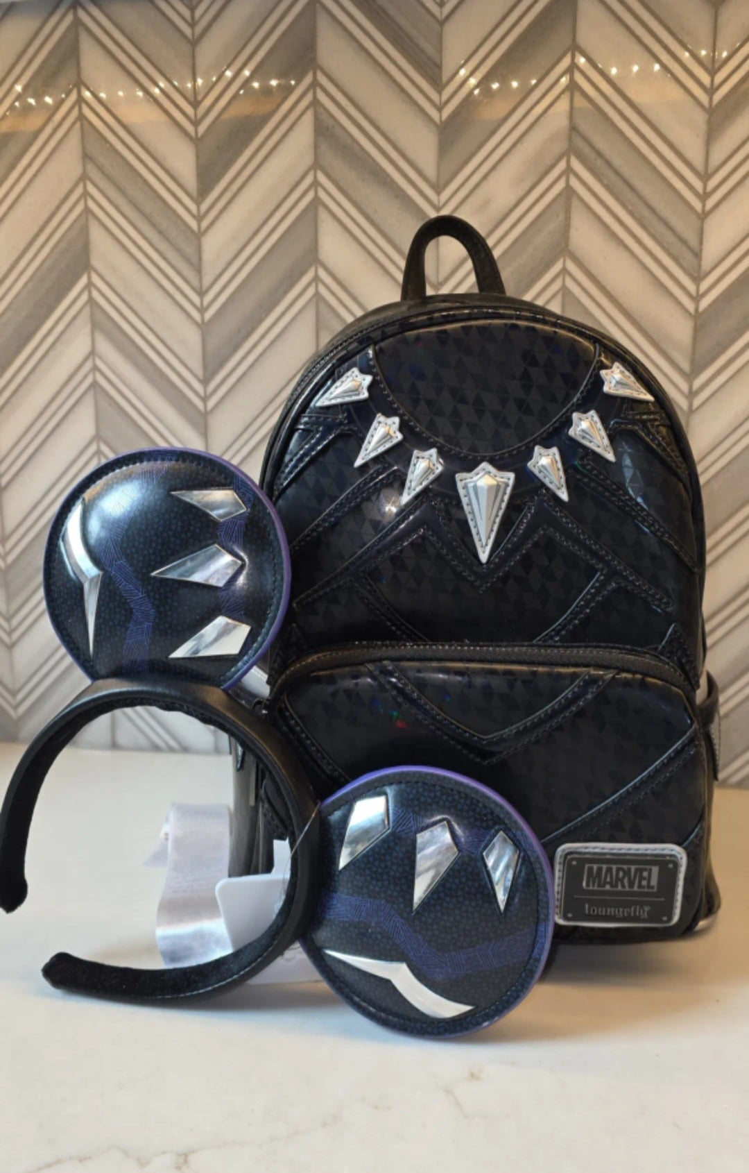 Disney Marvel Black Panther Mini Backpack with Matching Disney Parks Ears Headband