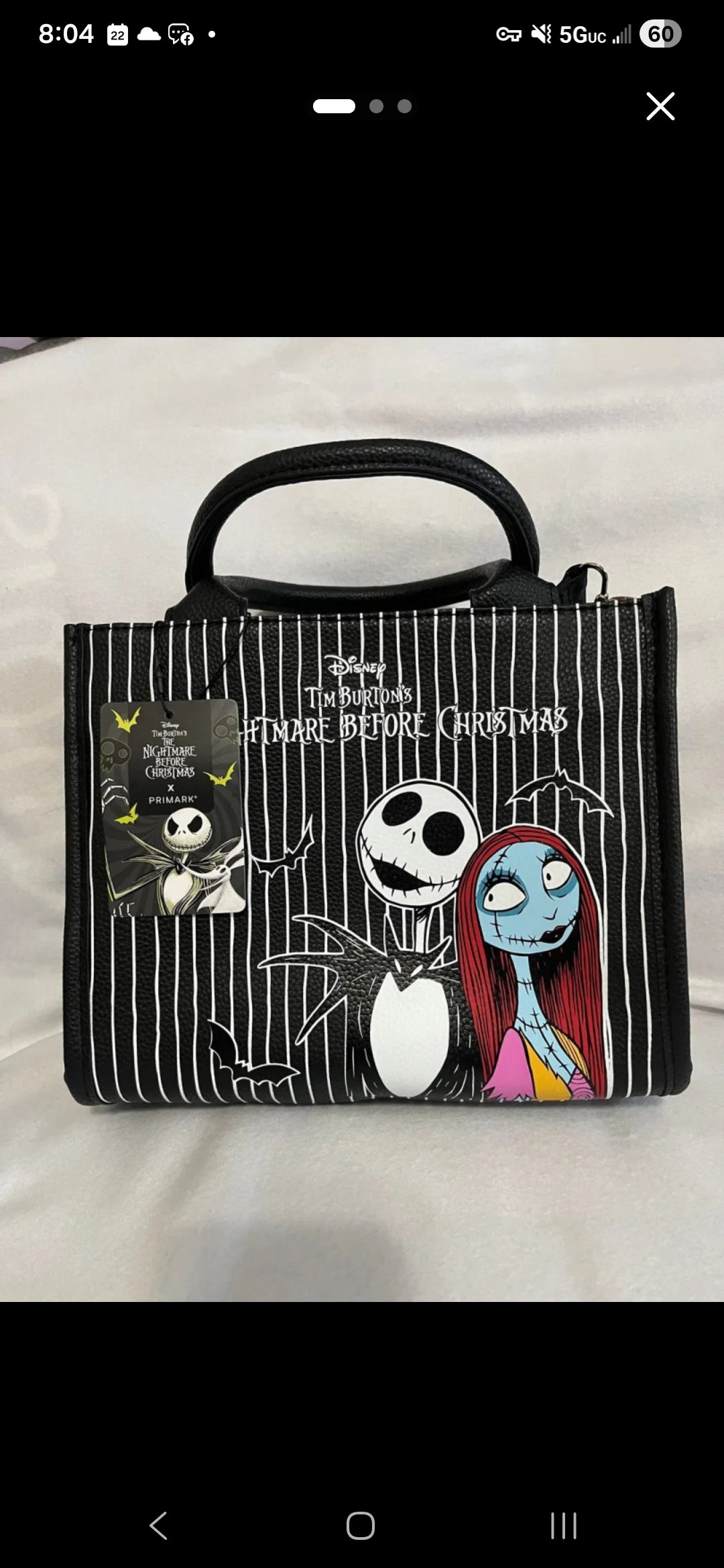 The Nightmare Before Christmas NBC Jack and Sally Striped Handbag