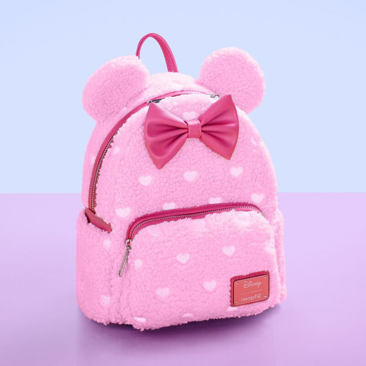 Disney Minnie Mouse Hearts Strawberry Scented Sherpa Mini Backpack