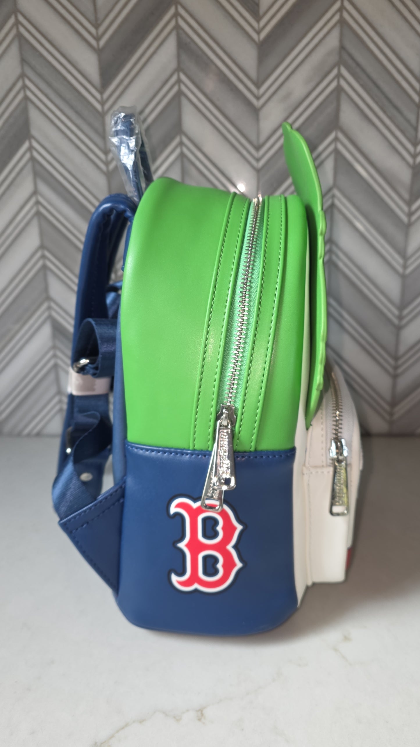 MLB Boston Red Sox Green Monster Mascot Patch Baseball Mini Backpack with Matching Wallet