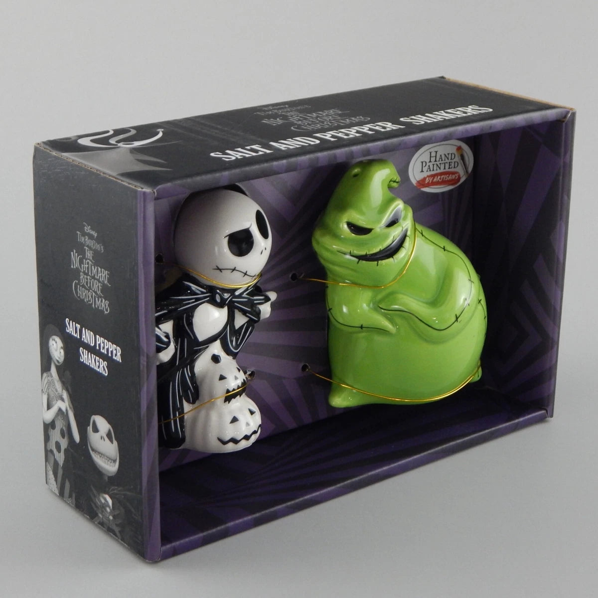 KITCHEN: Disney NBC The Nightmare Before Christmas Jack Skellington and Oogie Boogie Salt and Pepper Shakers Handpainted