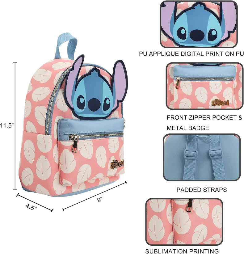 Disney Stitch Pink Leaf Mini Backpack